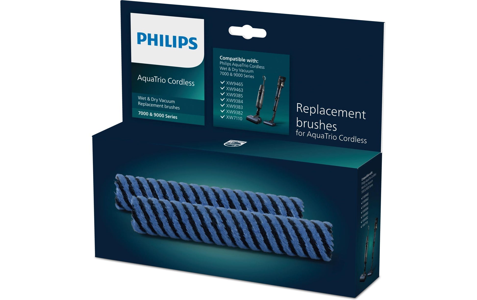 Philips Walzenbürsten-Set XV1793/01 – 2 Aufsätze, für XW7110, XW9382, XW9383 und andere, Blau