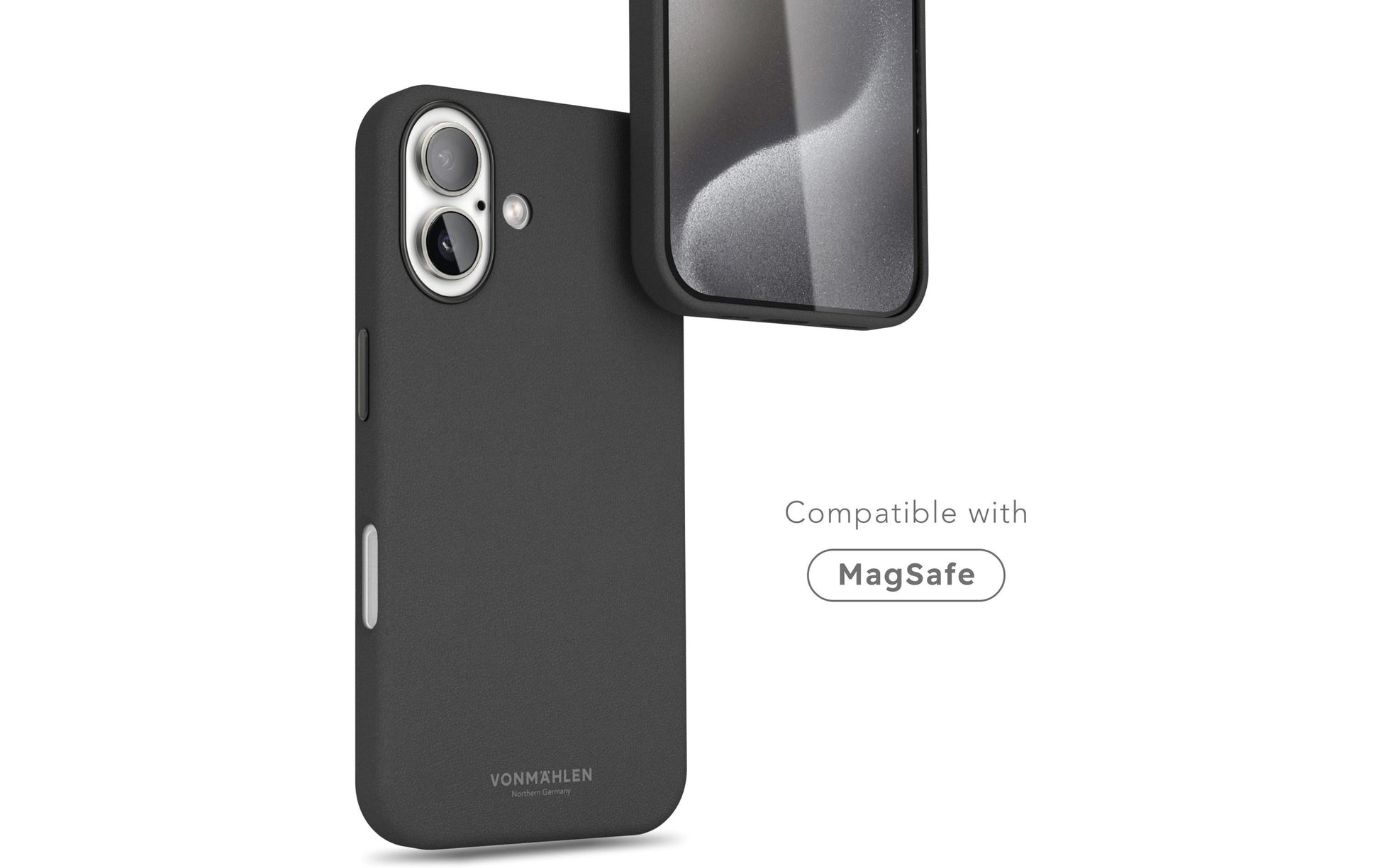 Vonmählen Backcover – für Apple iPhone 16 Plus – schwarz – Leder – MagSafe-kompatibel