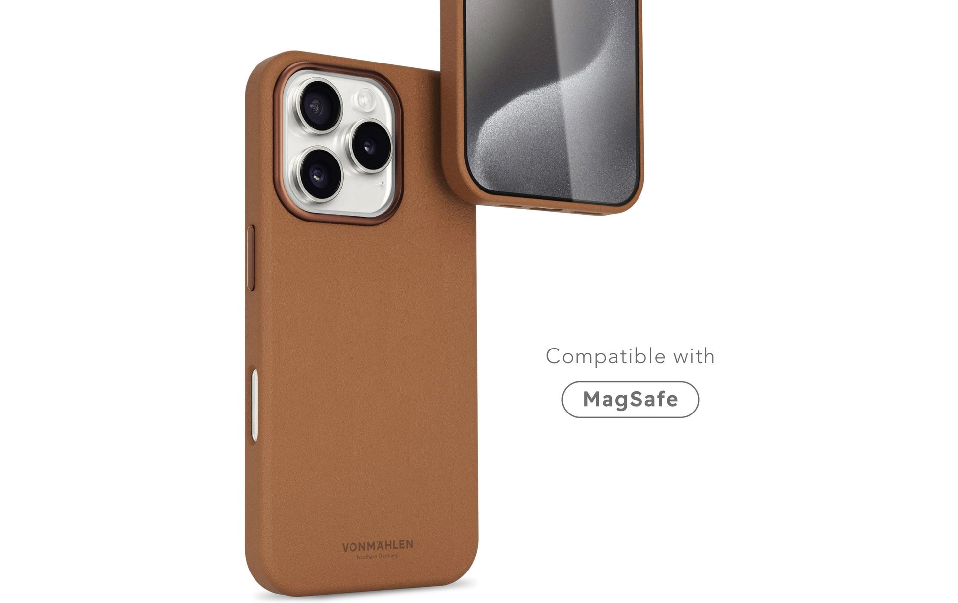Vonmählen Backcover Like Leather – für Apple iPhone 16 Pro – braun – Kunstleder – MagSafe-kompatibel