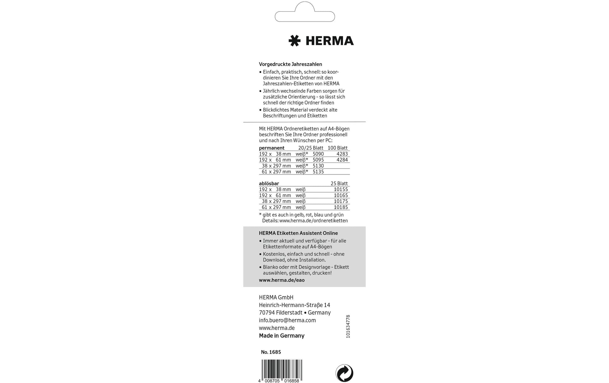 HERMA Schuletiketten – Motiv 2025 – 60 × 26 mm, 100 Stk, 20 Bogen, Papier, permanent haftend