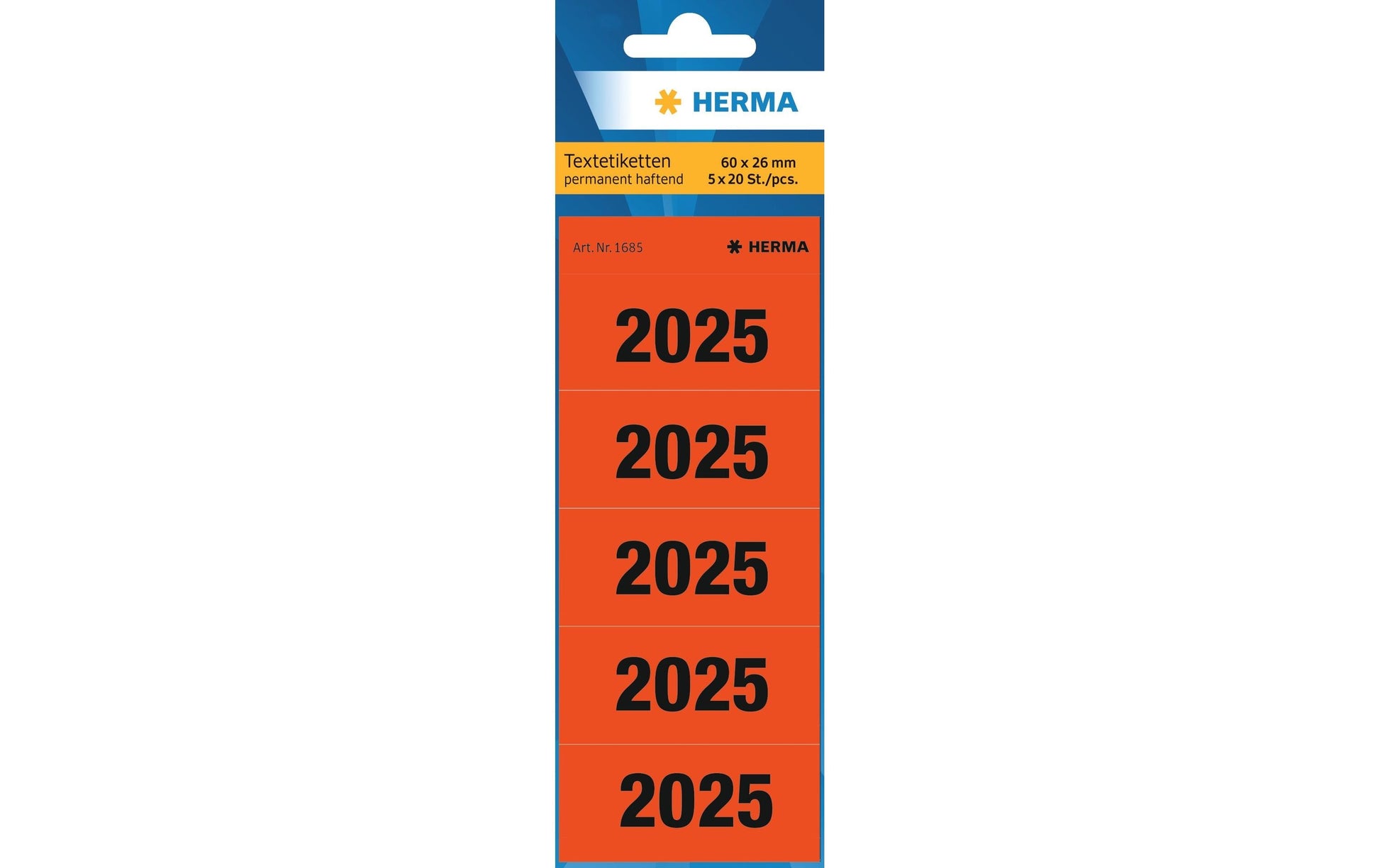 HERMA Schuletiketten – Motiv 2025 – 60 × 26 mm, 100 Stk, 20 Bogen, Papier, permanent haftend