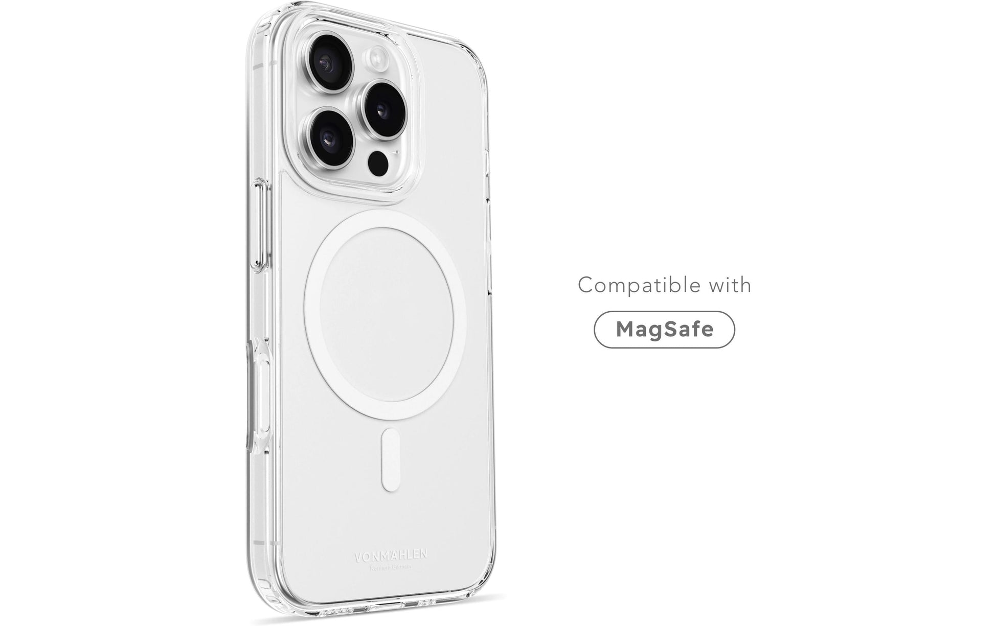 Vonmählen Backcover – für Apple iPhone 16 Pro – transparent/weiss – MagSafe-kompatibel