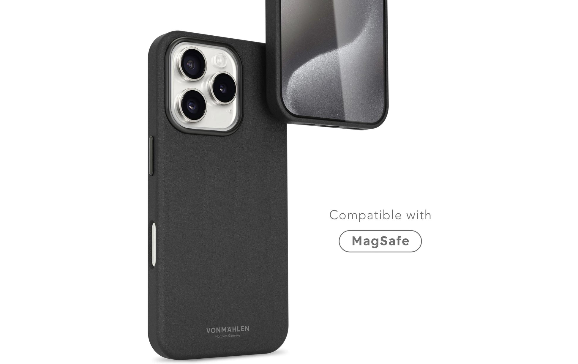 Vonmählen Like Leather Backcover – für Apple iPhone 16 Pro Max, MagSafe, Leder, schwarz