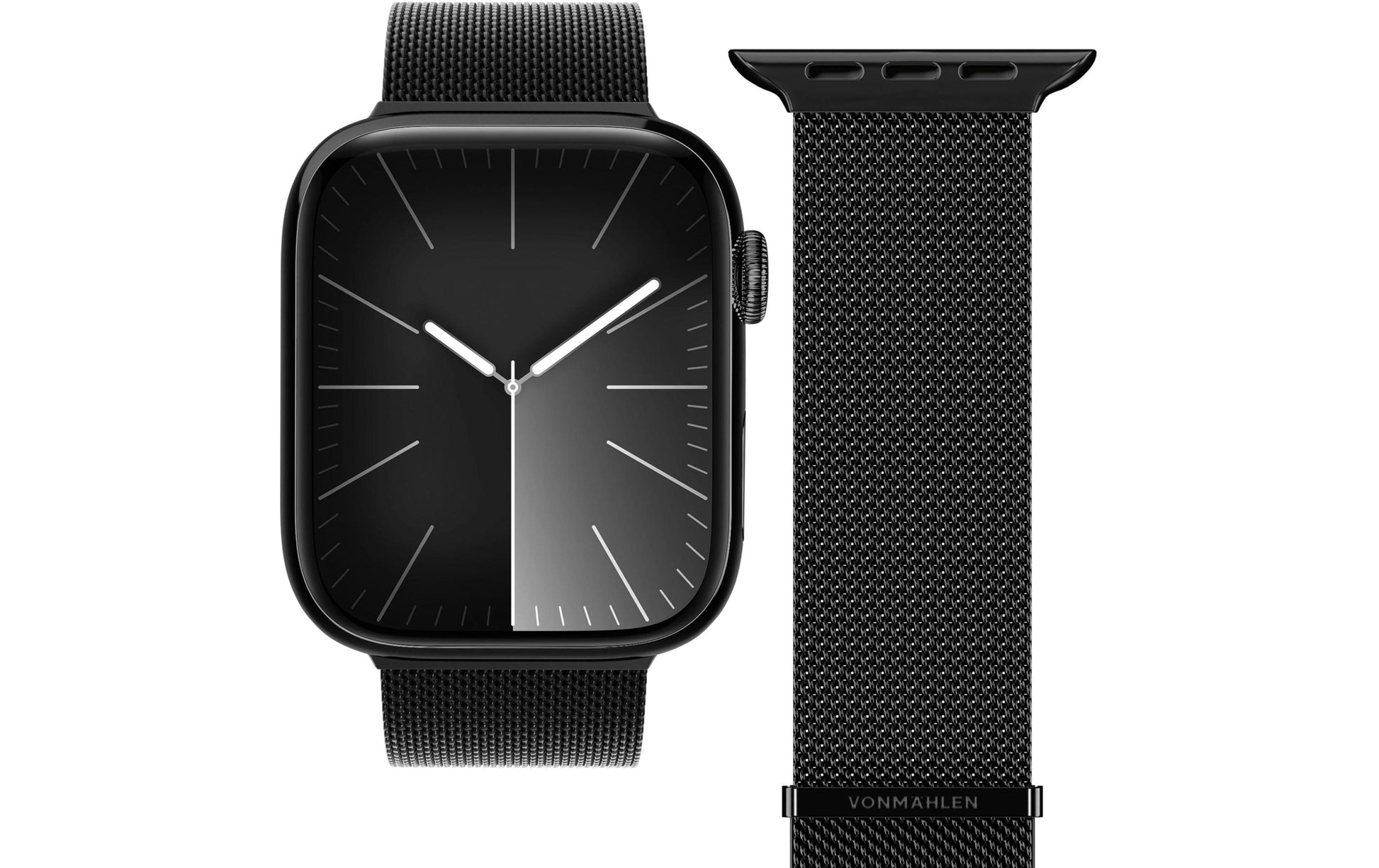 Vonmählen Milanese Loop 2 – Edelstahl Schwarz, für Apple Watch 44–49 mm