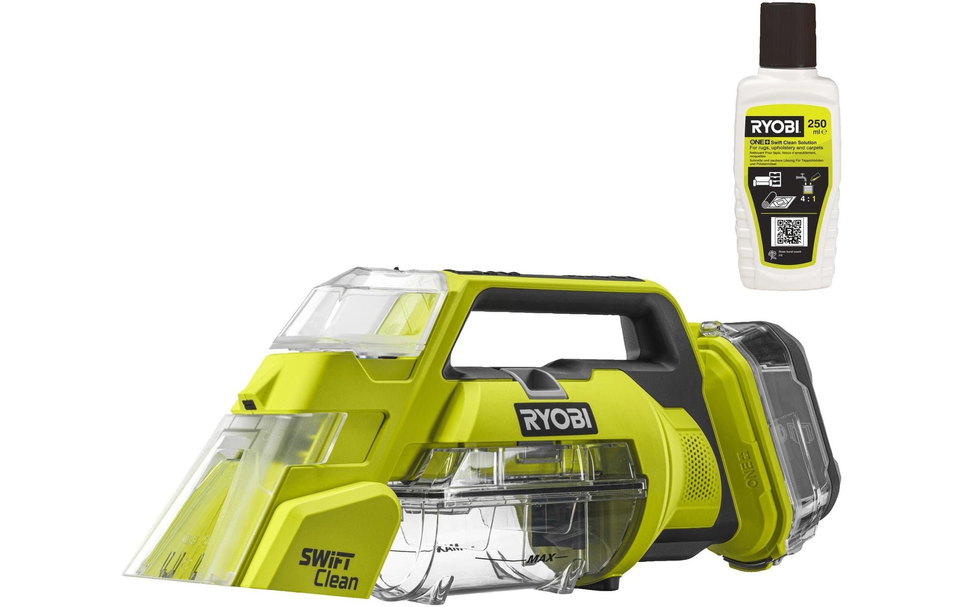 Ryobi Akku-Textilreiniger RDC18-0 – Akkubetrieb, 18 V, 2,5 kg, Gelb
