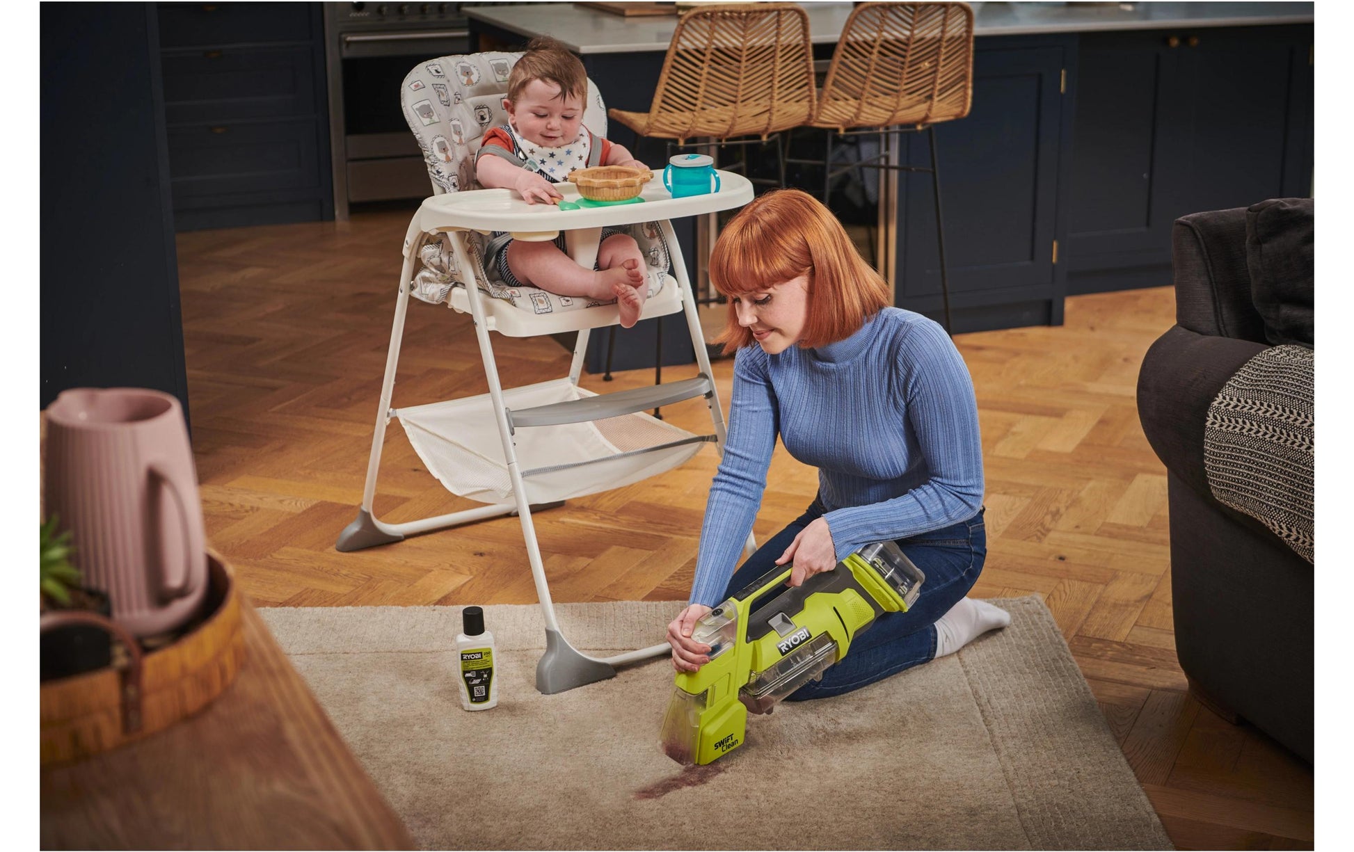 Ryobi Akku-Textilreiniger RDC18-0 – Akkubetrieb, 18 V, 2,5 kg, Gelb