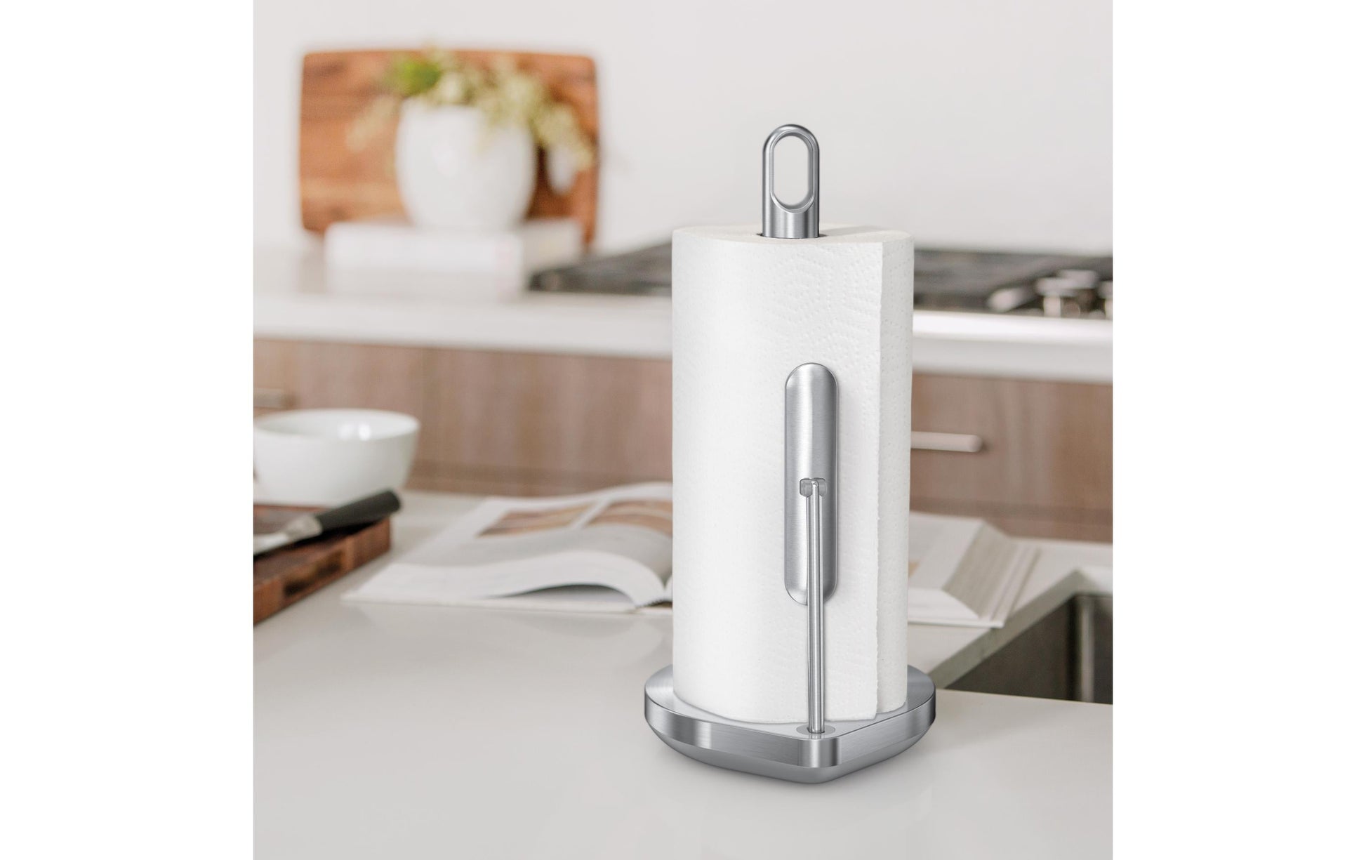 simplehuman KT1203 – Küchenrollenhalter Edelstahl, 20,3 × 17,8 × 38,1 cm, silber (gebürstet)