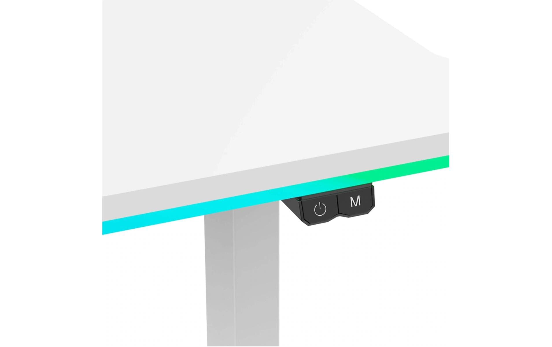 Ultradesk Iron Gaming-Tisch – 132,5 × 60,5 cm, höhenverstellbar, RGB-Beleuchtung, weiss, Stahl