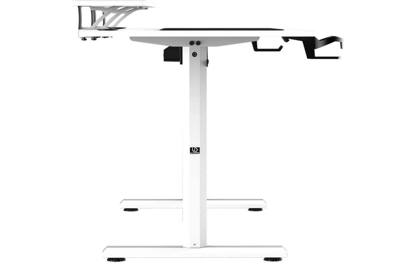 Ultradesk Highlander XXL Gaming-Tisch – 160 × 70 cm, elektrisch höhenverstellbar, weiss, Holz