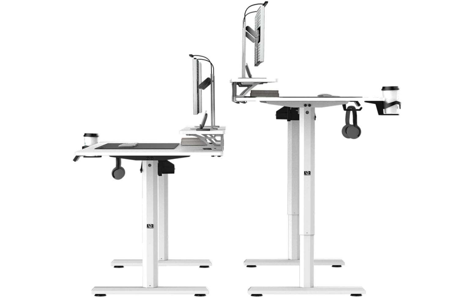 Ultradesk Highlander XXL Gaming-Tisch – 160 × 70 cm, elektrisch höhenverstellbar, weiss, Holz