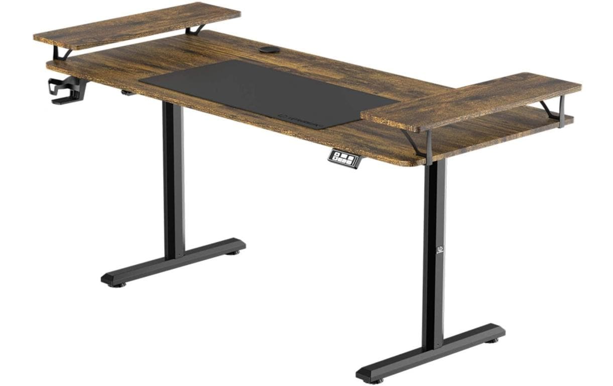 Ultradesk Highlander XXL Gaming-Tisch – 160 × 70 cm, elektrisch höhenverstellbar, braun, Carbon