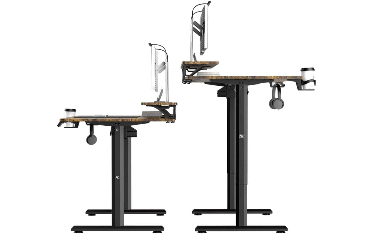 Ultradesk Highlander XXL Gaming-Tisch – 160 × 70 cm, elektrisch höhenverstellbar, braun, Carbon
