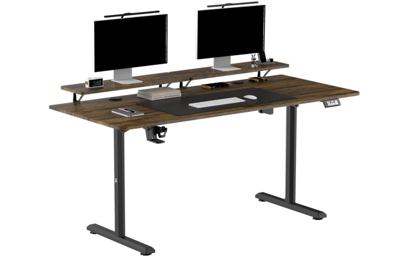 Ultradesk Highlander XXL Gaming-Tisch – 160 × 70 cm, elektrisch höhenverstellbar, braun, Carbon