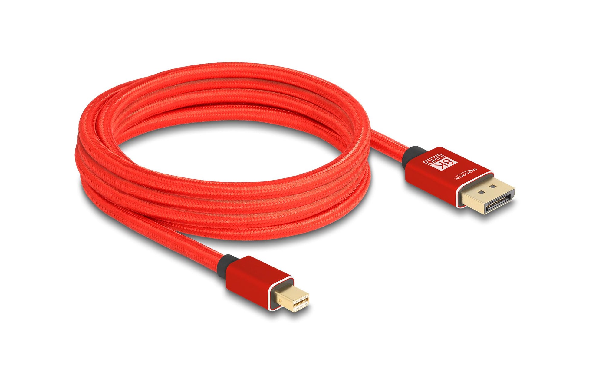 DeLOCK Mini-DisplayPort auf DisplayPort Kabel DP 1.4 8K 60 Hz – 3 m – Rot