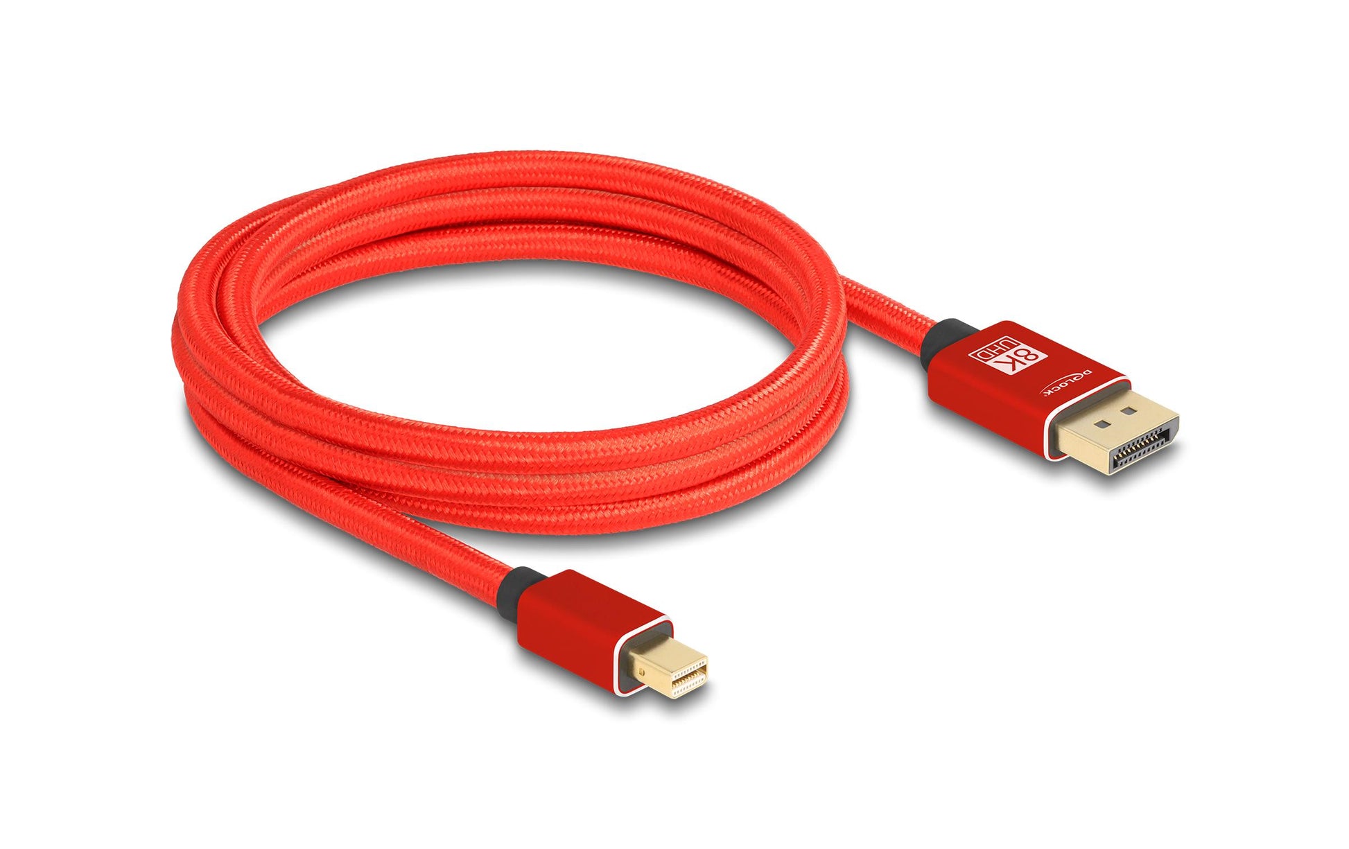 DeLOCK Mini DisplayPort auf DisplayPort Kabel DP 1.4 8K 60 Hz – 2 m – Rot