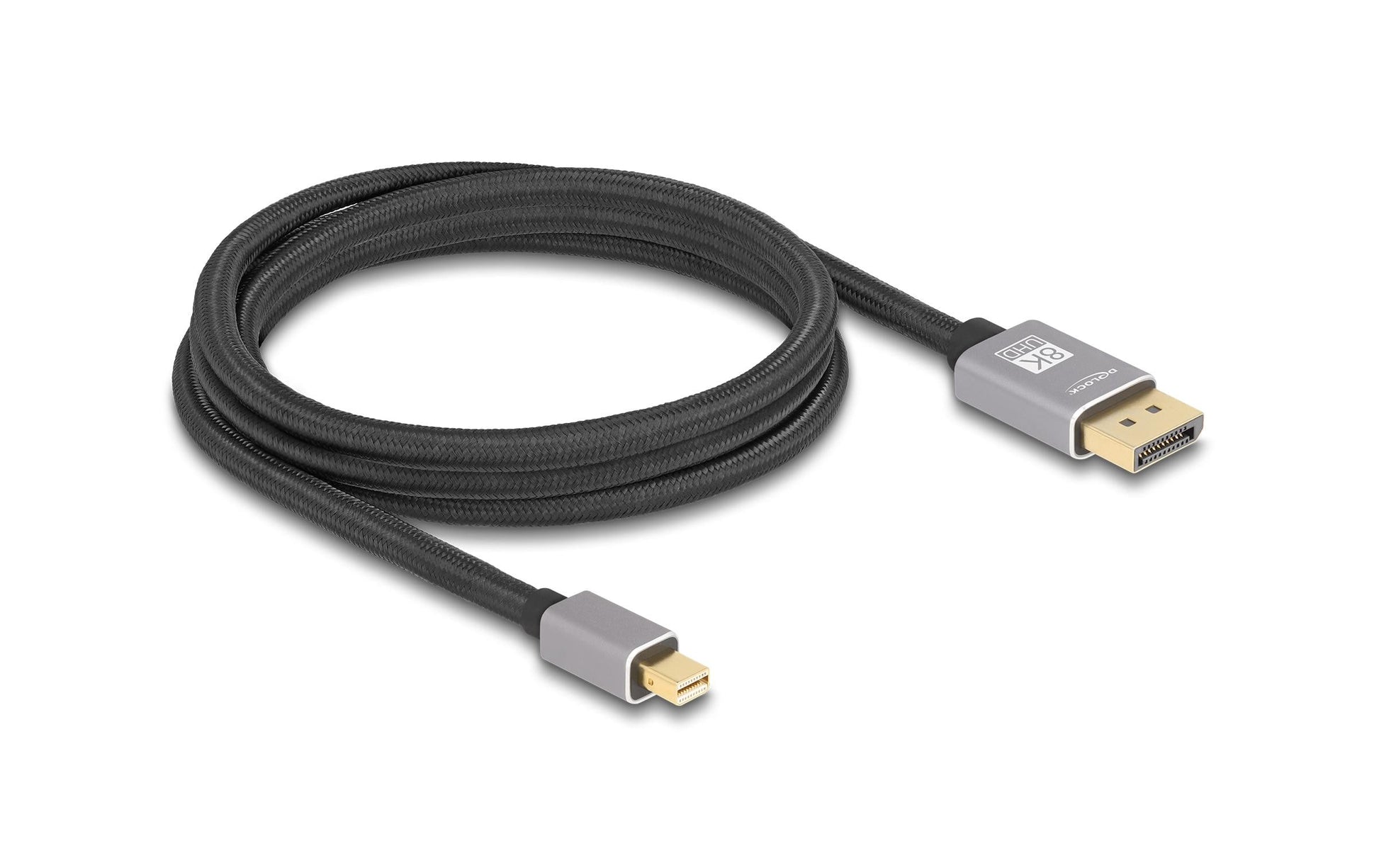DeLOCK Mini-DisplayPort auf DisplayPort Kabel DP 1.4 8K 60 Hz – 2 m – Grau