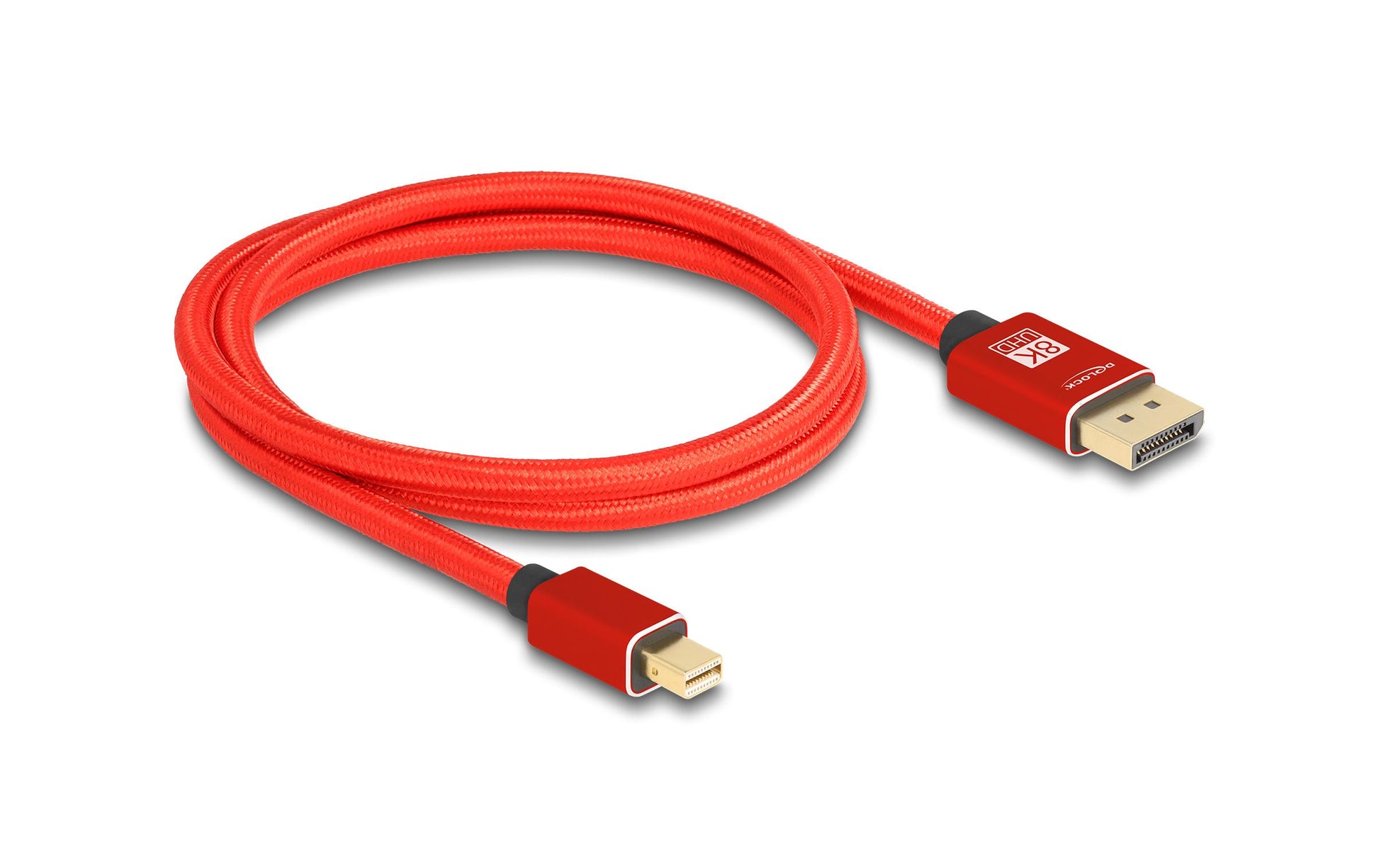DeLOCK Mini-DisplayPort auf DisplayPort Kabel DP 1.4 8K 60 Hz – 1 m – Rot