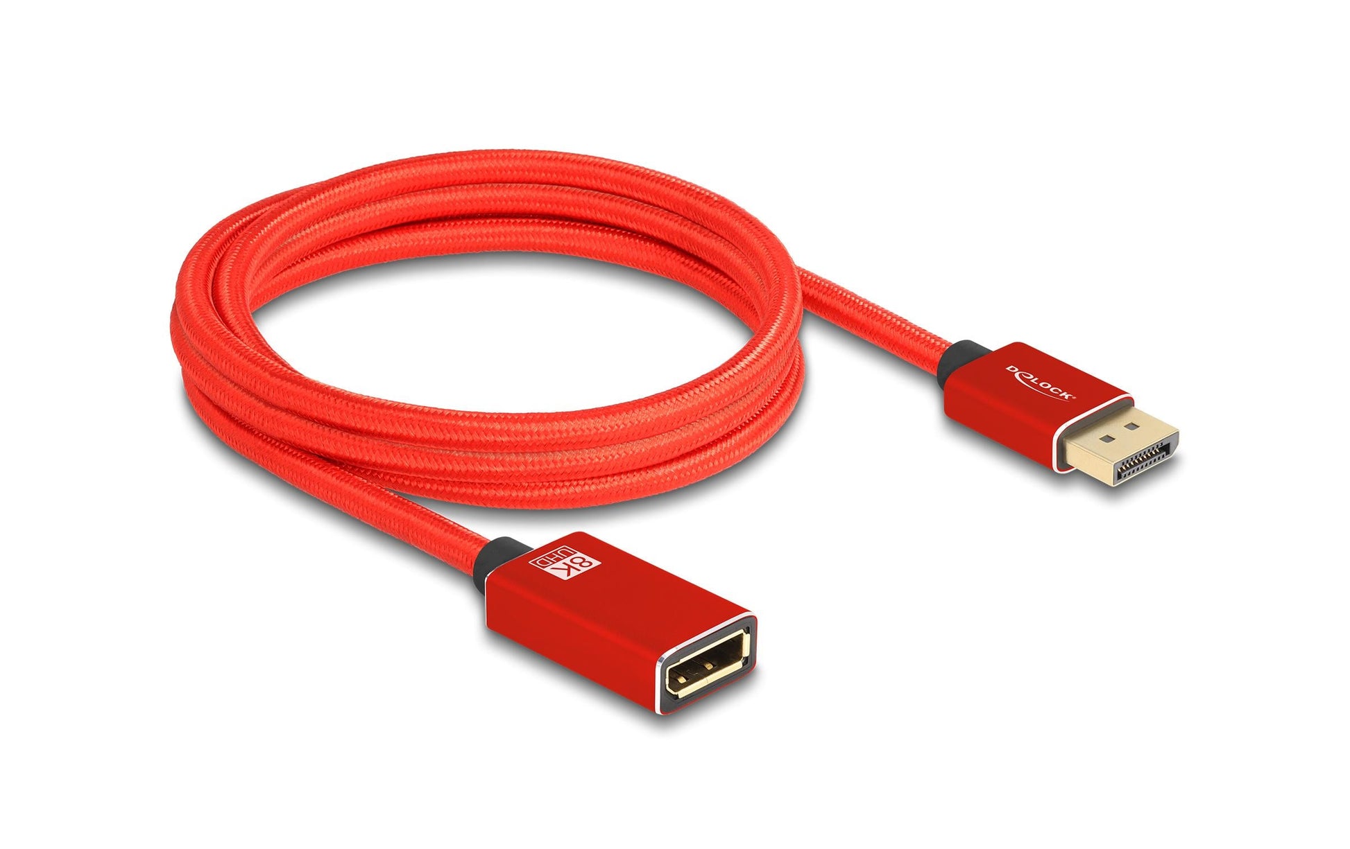 DeLOCK DisplayPort Verlängerung DP 1.4 8K 60 Hz – 2 m – Rot