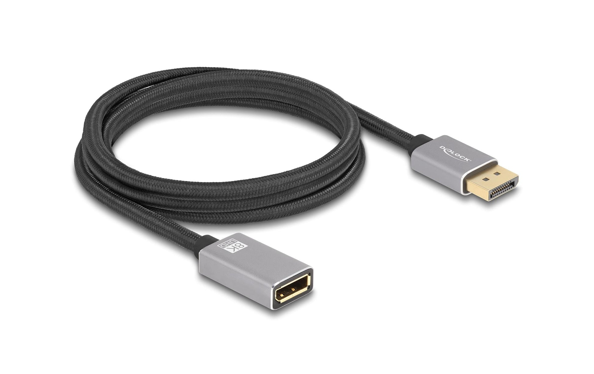 DeLOCK DisplayPort Verlängerung DP 1.4 8K 60 Hz – 2 m – Grau