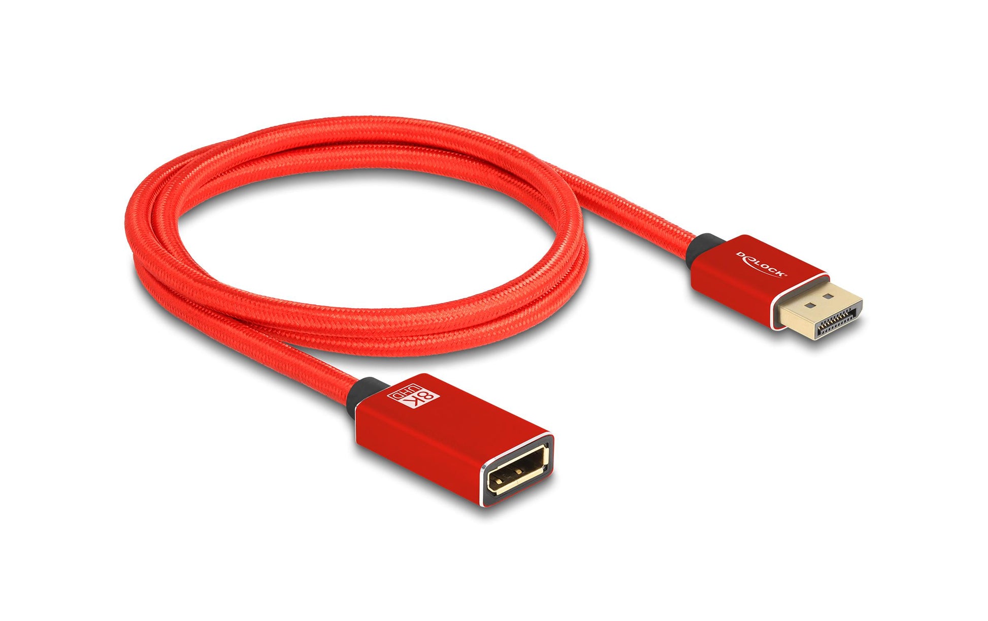 DeLOCK DisplayPort Verlängerung DP 1.4 – 8K 60 Hz – 1 m – Rot
