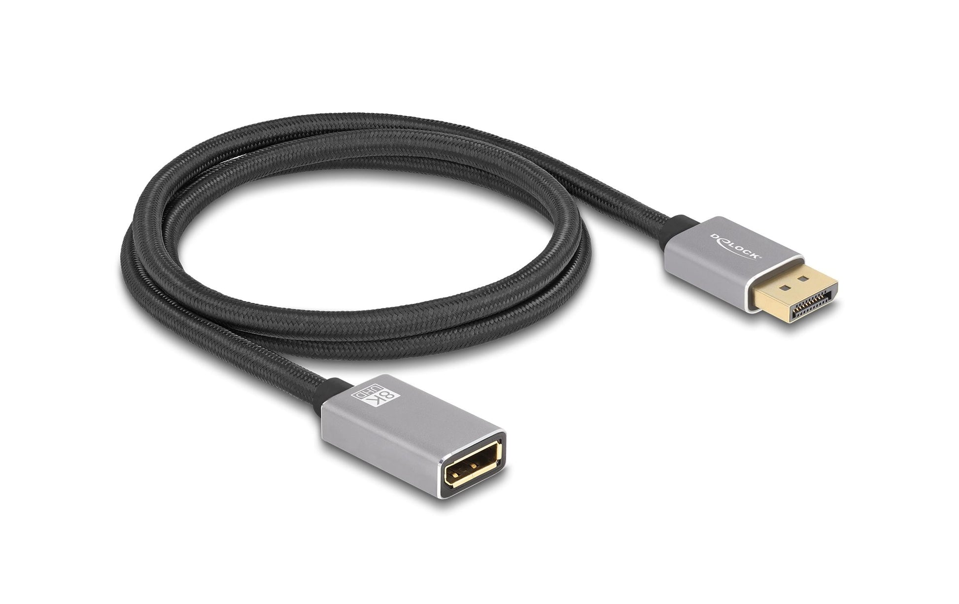 DeLOCK DisplayPort Verlängerung DP 1.4 8K 60 Hz – 1 m – Grau
