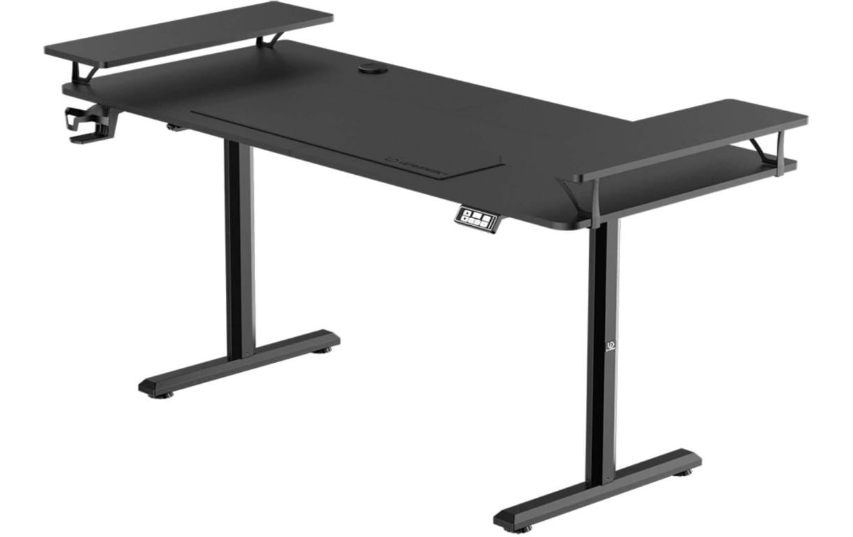 Ultradesk Highlander XXL Gaming-Tisch – 160 × 70 cm, elektrisch höhenverstellbar, schwarz, Stahl