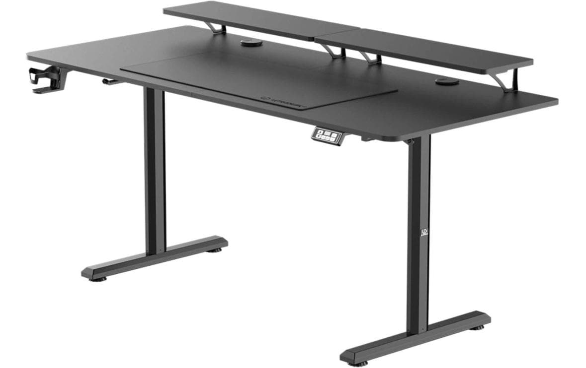 Ultradesk Highlander XXL Gaming-Tisch – 160 × 70 cm, elektrisch höhenverstellbar, schwarz, Stahl