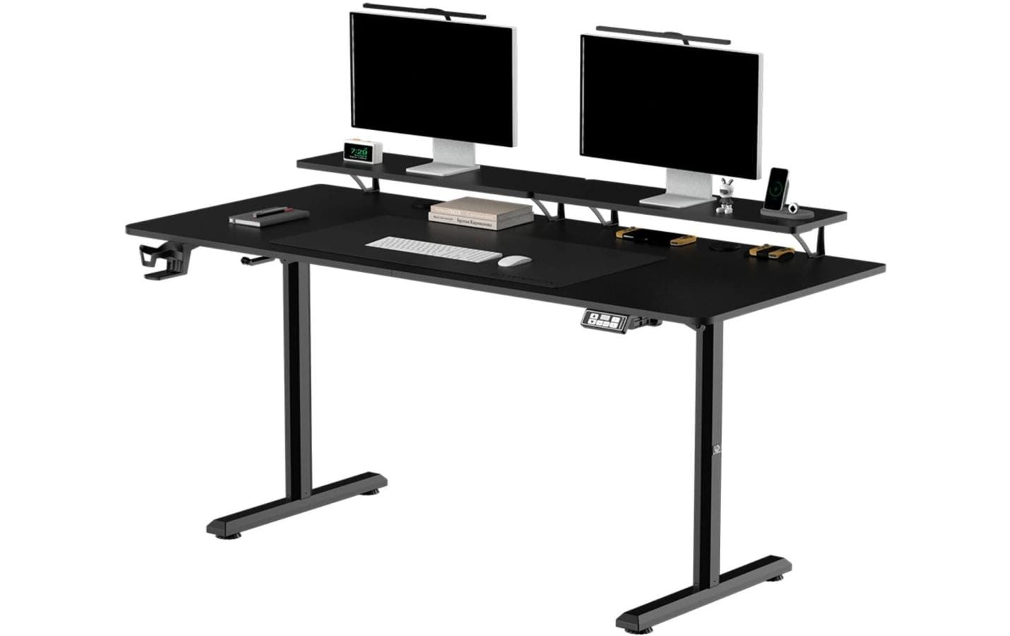 Ultradesk Highlander XXL Gaming-Tisch – 160 × 70 cm, elektrisch höhenverstellbar, schwarz, Stahl