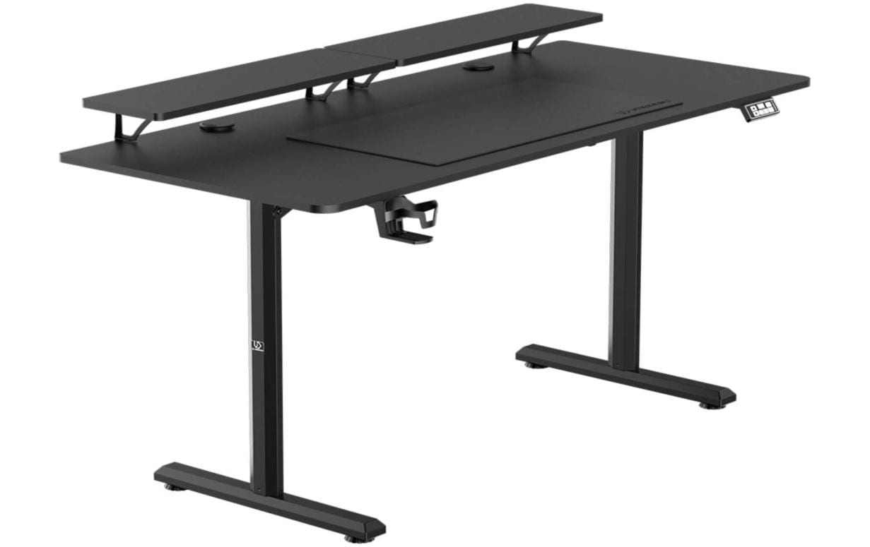Ultradesk Highlander XXL Gaming-Tisch – 160 × 70 cm, elektrisch höhenverstellbar, schwarz, Stahl