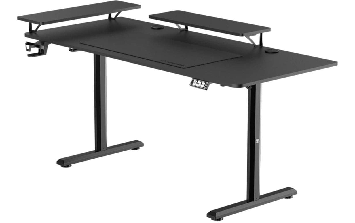 Ultradesk Highlander XXL Gaming-Tisch – 160 × 70 cm, elektrisch höhenverstellbar, schwarz, Stahl