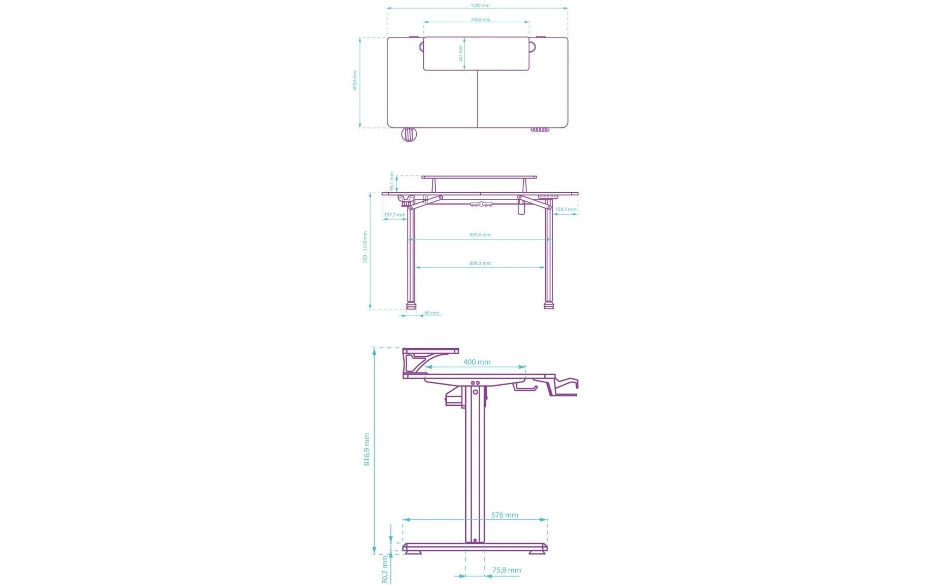 Ultradesk Higlander Gaming-Tisch – 120 × 60,5 cm, höhenverstellbar, braun, Stahl