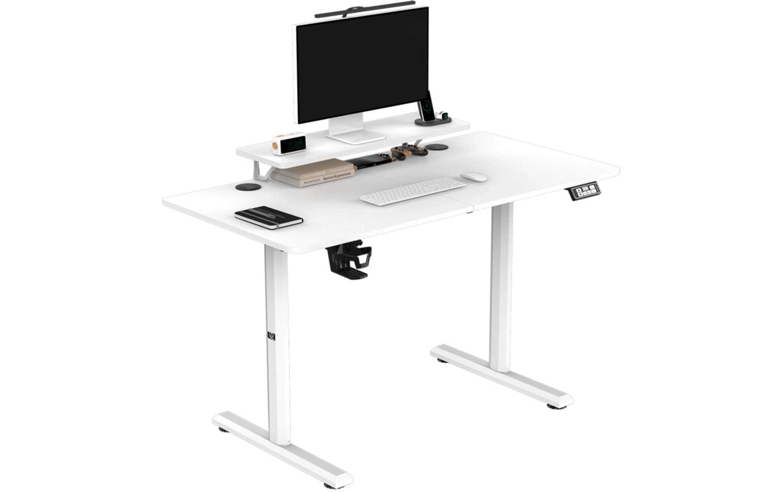 Ultradesk Highlander Gaming-Tisch – 120 × 60,5 cm, elektrisch höhenverstellbar, weiss, Holz
