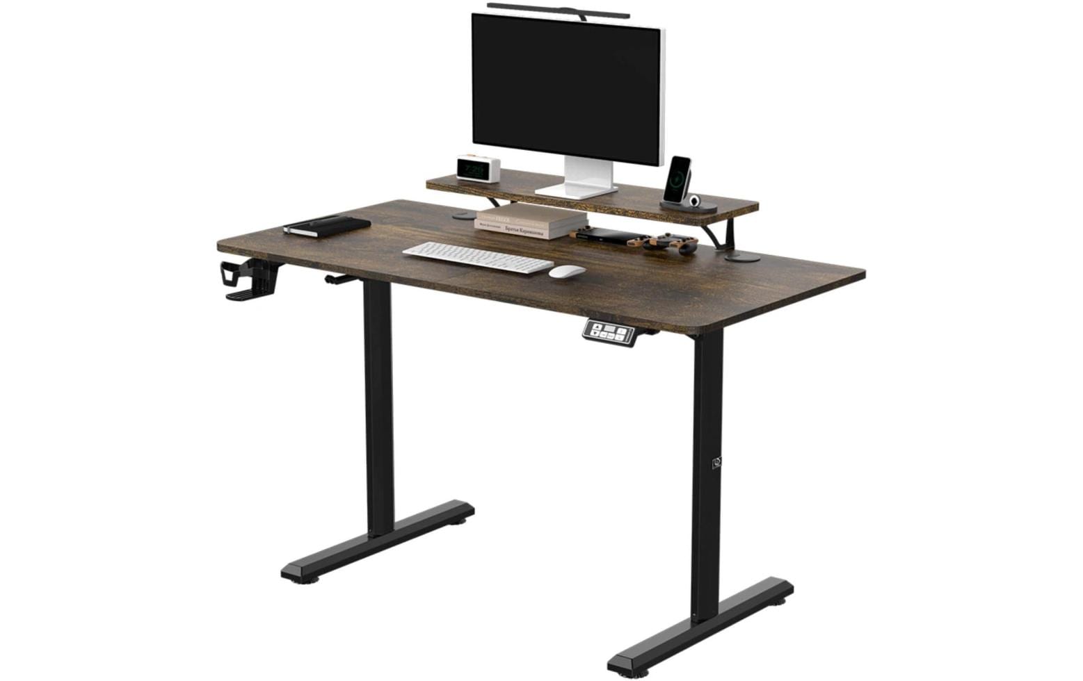 Ultradesk Higlander Gaming-Tisch – 120 × 60,5 cm, höhenverstellbar, braun, Stahl
