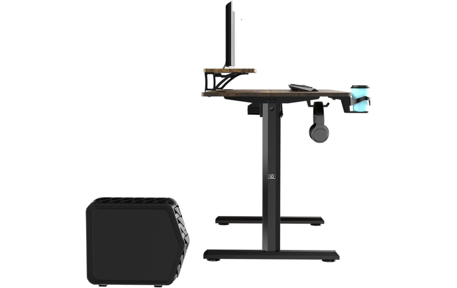 Ultradesk Higlander Gaming-Tisch – 120 × 60,5 cm, höhenverstellbar, braun, Stahl