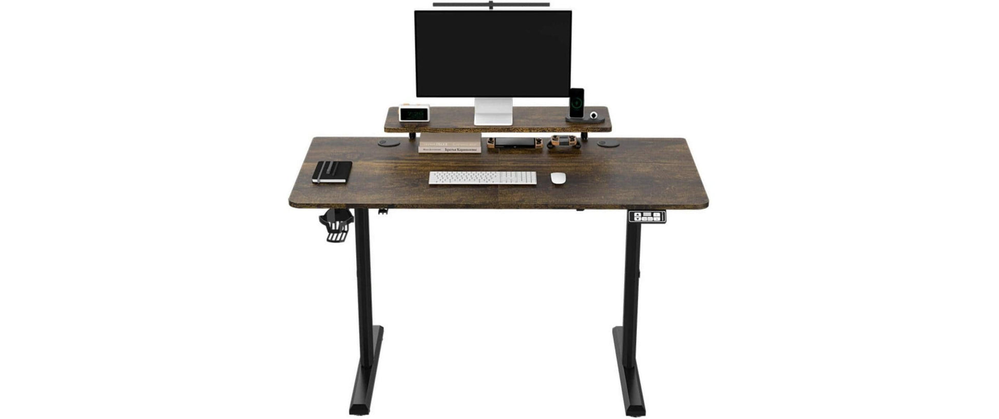 Ultradesk Higlander Gaming-Tisch – 120 × 60,5 cm, höhenverstellbar, braun, Stahl