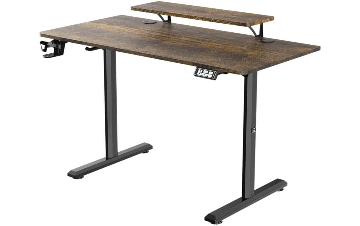 Ultradesk Higlander Gaming-Tisch – 120 × 60,5 cm, höhenverstellbar, braun, Stahl