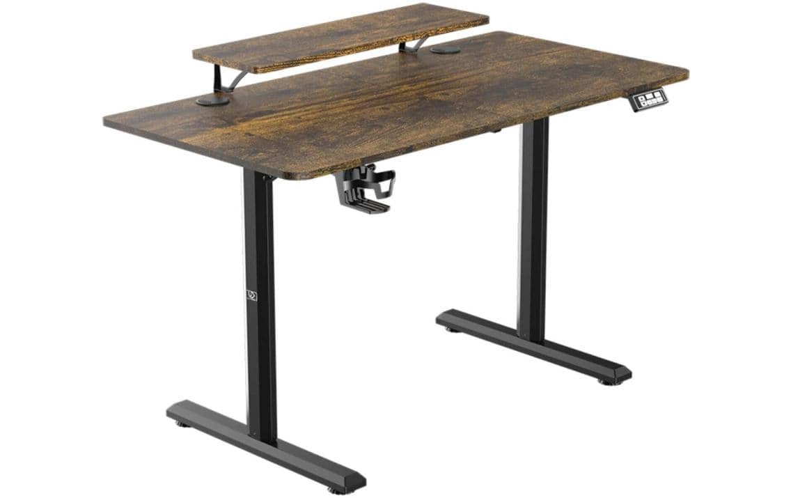 Ultradesk Higlander Gaming-Tisch – 120 × 60,5 cm, höhenverstellbar, braun, Stahl