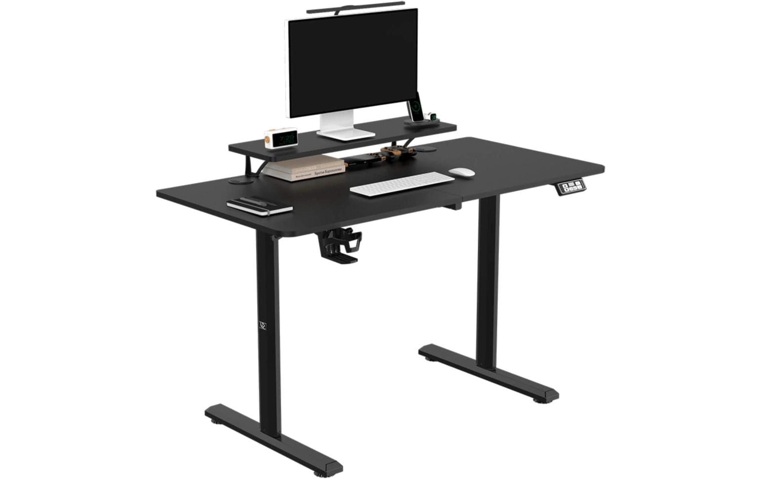 Ultradesk Highlander Gaming-Tisch – 120 × 60,5 cm, elektrisch höhenverstellbar, schwarz, Holz