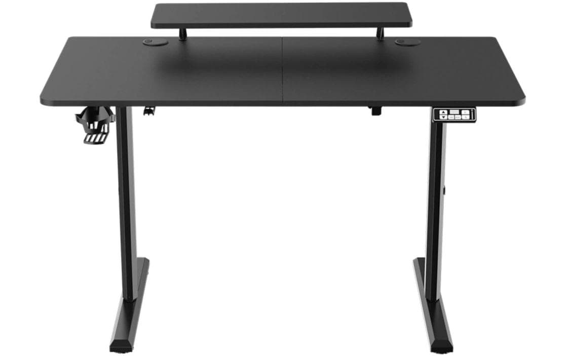 Ultradesk Highlander Gaming-Tisch – 120 × 60,5 cm, elektrisch höhenverstellbar, schwarz, Holz