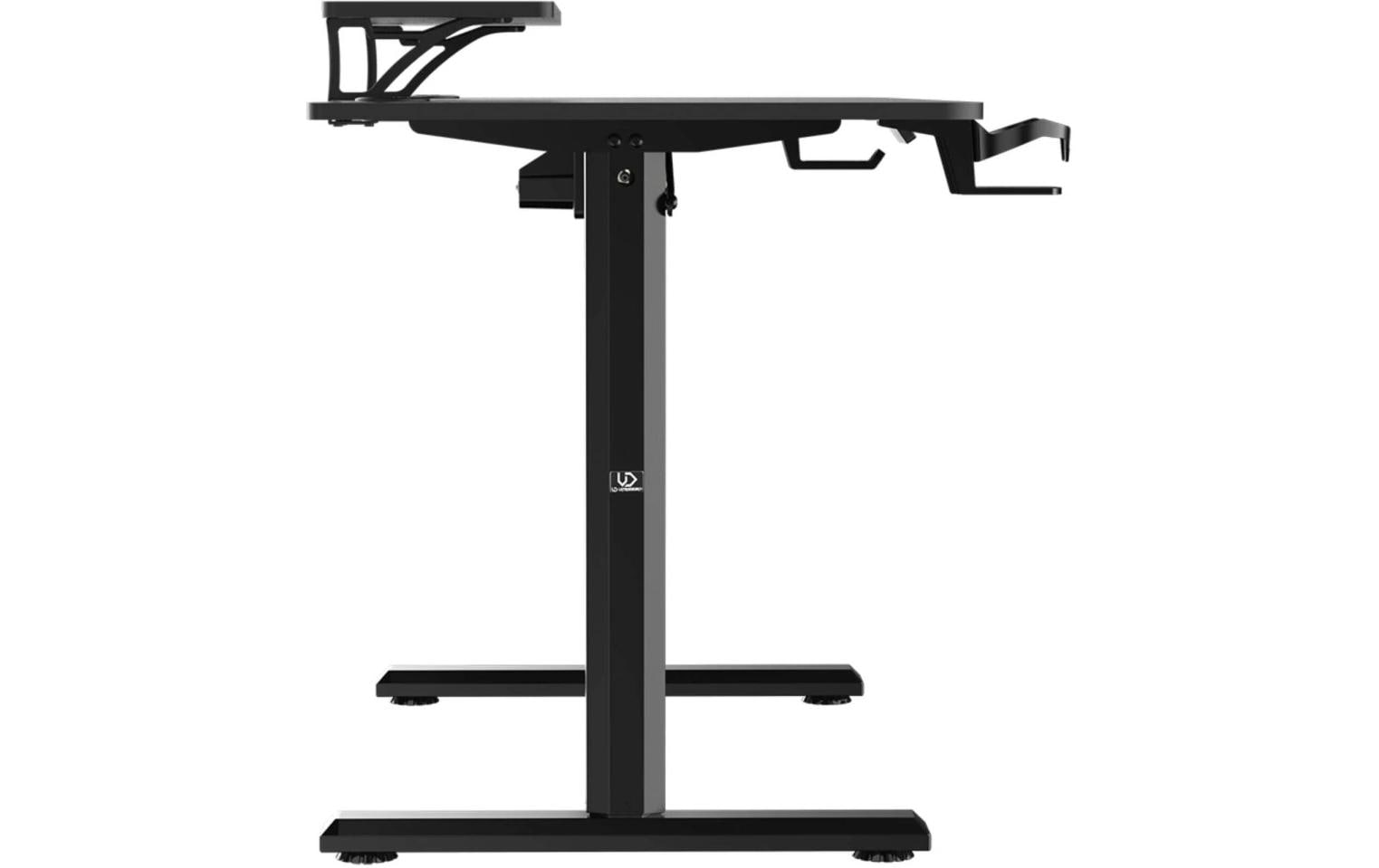Ultradesk Highlander Gaming-Tisch – 120 × 60,5 cm, elektrisch höhenverstellbar, schwarz, Holz