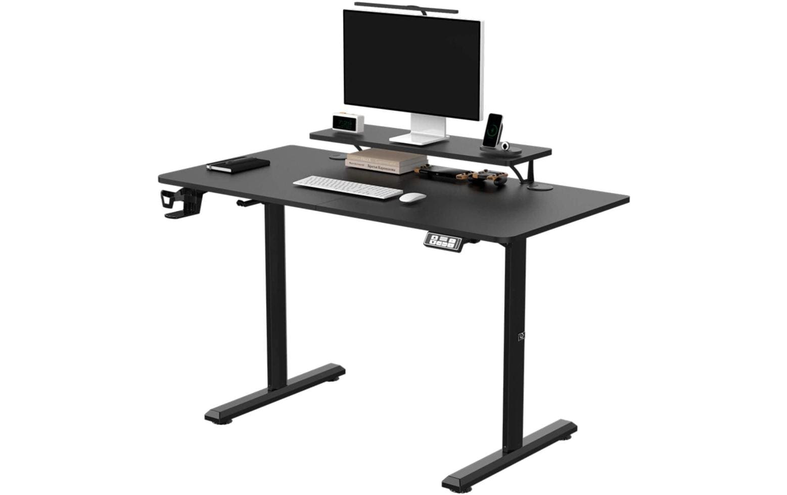Ultradesk Highlander Gaming-Tisch – 120 × 60,5 cm, elektrisch höhenverstellbar, schwarz, Holz