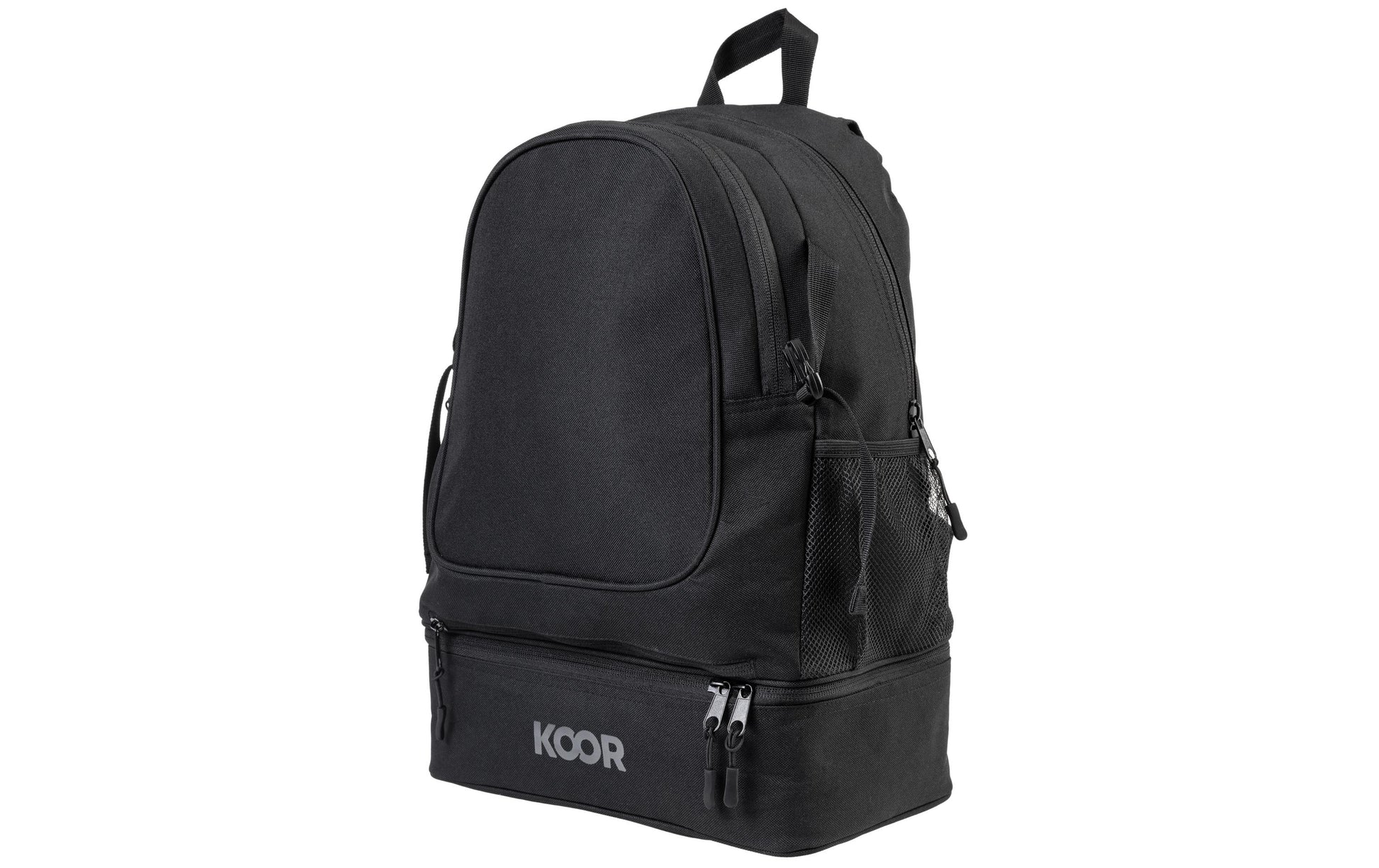 KOOR Sportrucksack F02643 – 30 l, mit Ballnetz, 600D Polyester – Schwarz, 435 × 235 × 310 mm