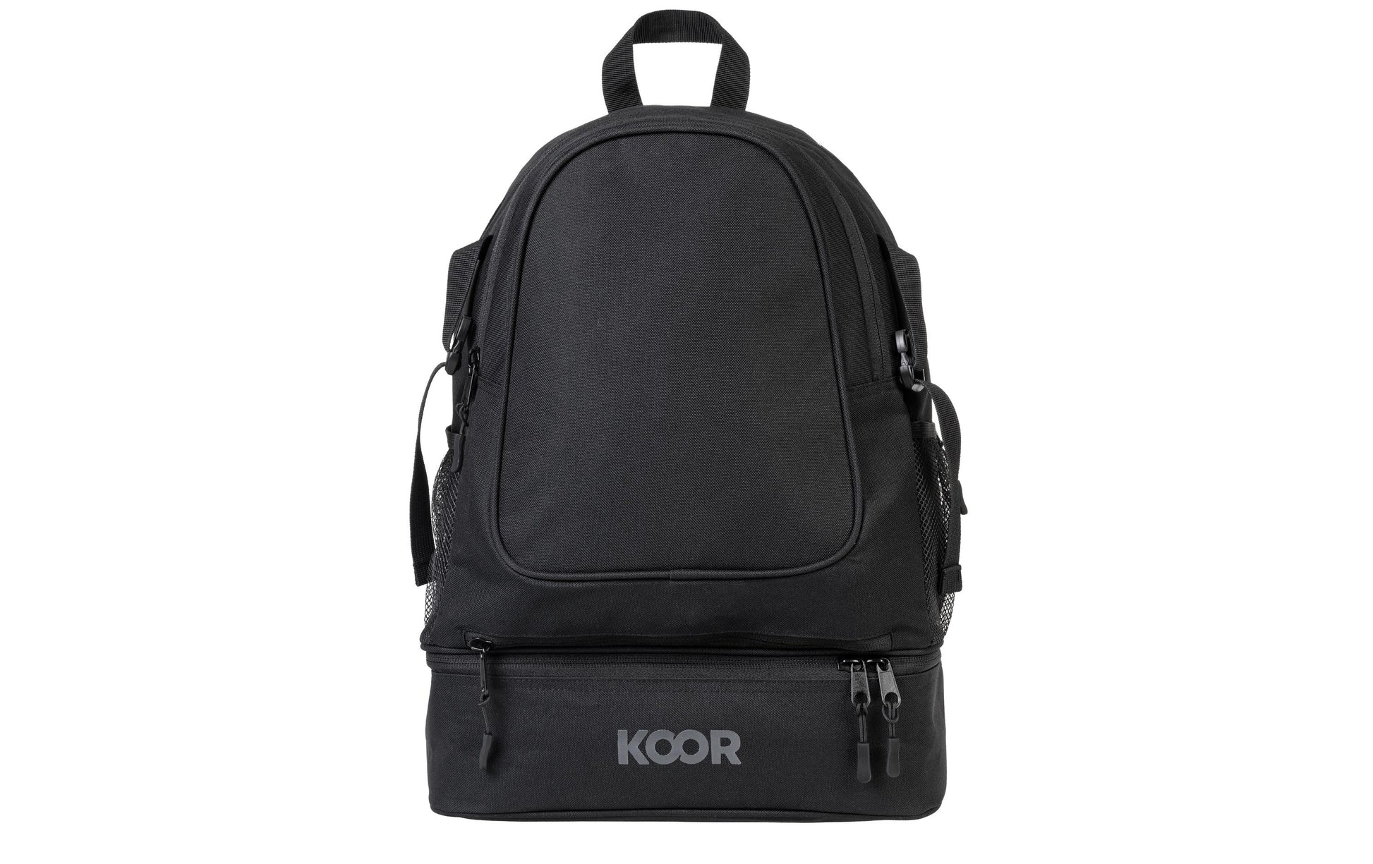 KOOR Sportrucksack F02643 – 30 l, mit Ballnetz, 600D Polyester – Schwarz, 435 × 235 × 310 mm