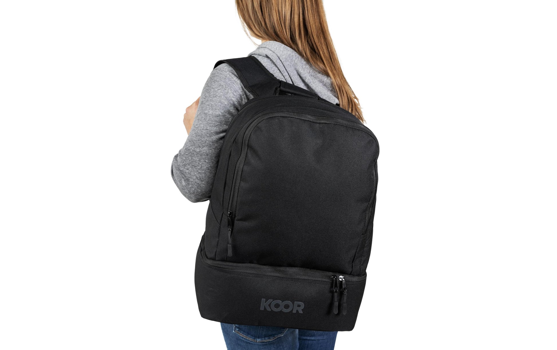 KOOR Sportrucksack F02641 – 25 l, mit Schuhfach, 600D Polyester – Schwarz, 180 × 450 × 320 mm