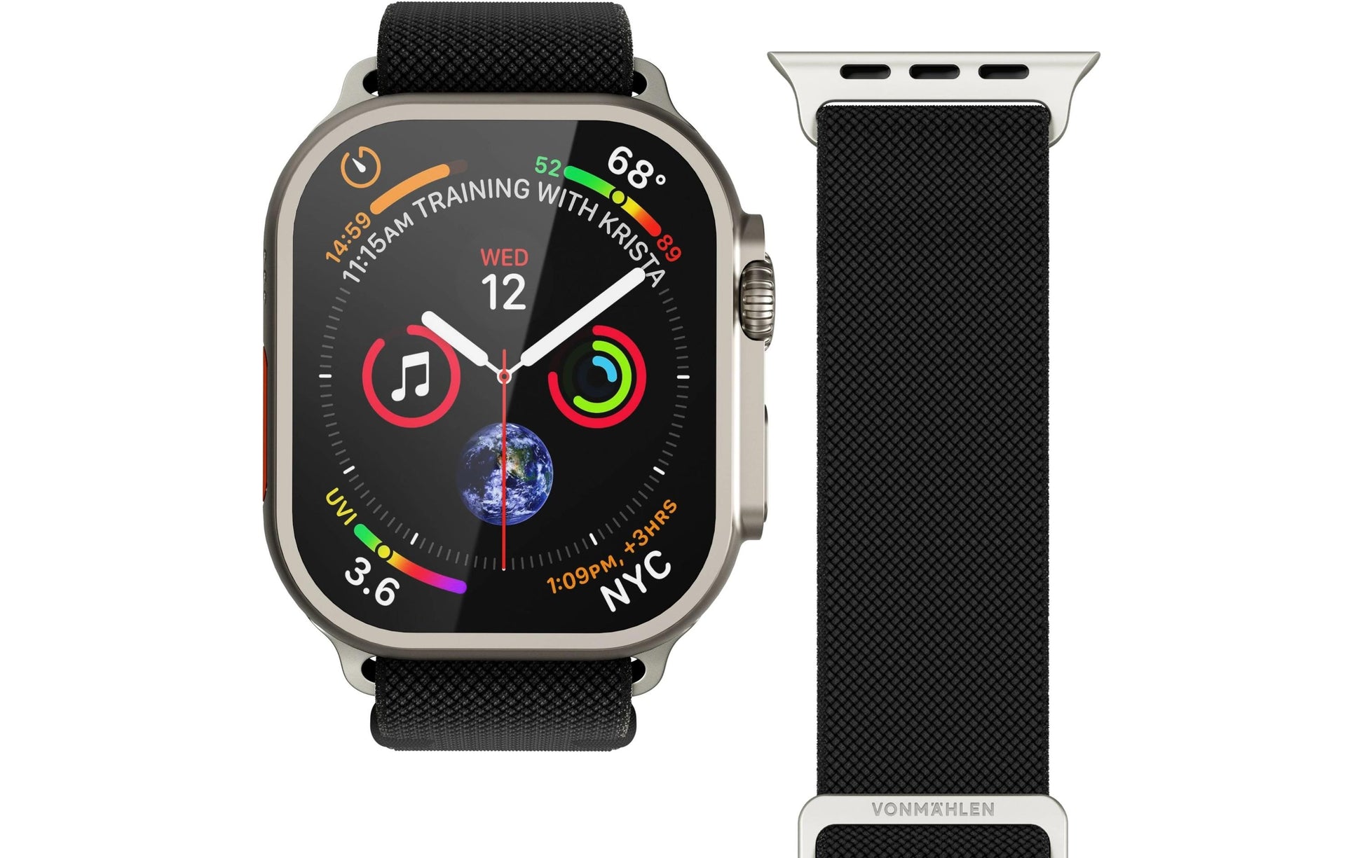 Vonmählen Classic Nylon Loop – Schwarz, für Apple Watch 40/41/42 mm