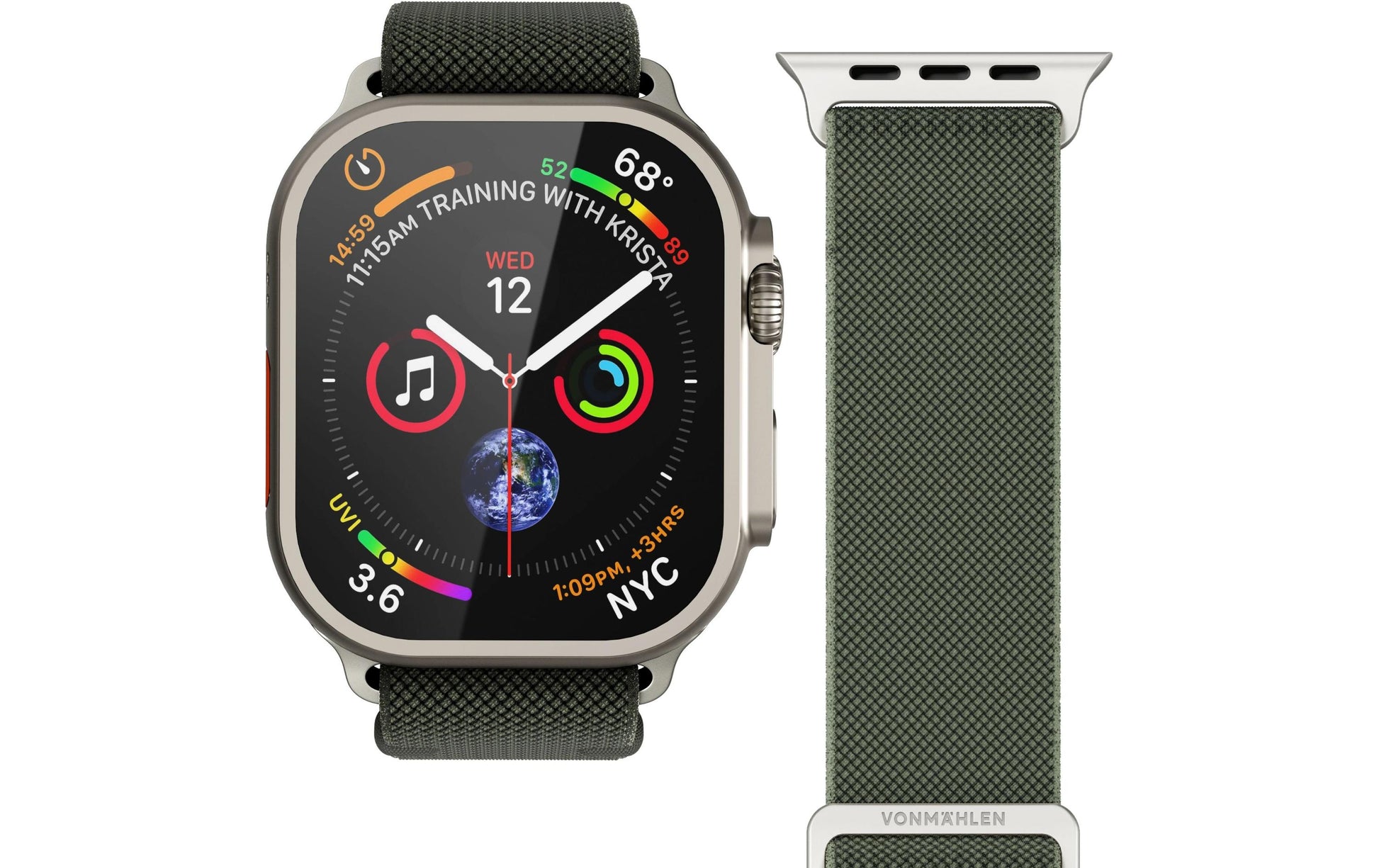 Vonmählen Classic Nylon Loop – Olive, für Apple Watch 40/41/42 mm