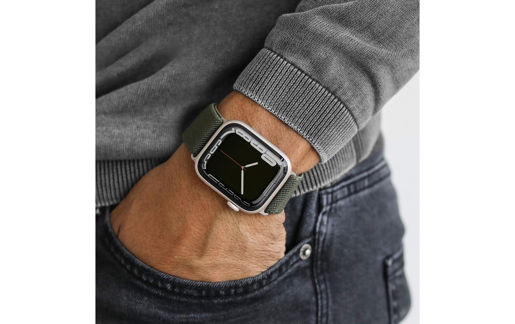 Vonmählen Classic Nylon Loop – Olive, für Apple Watch 40/41/42 mm
