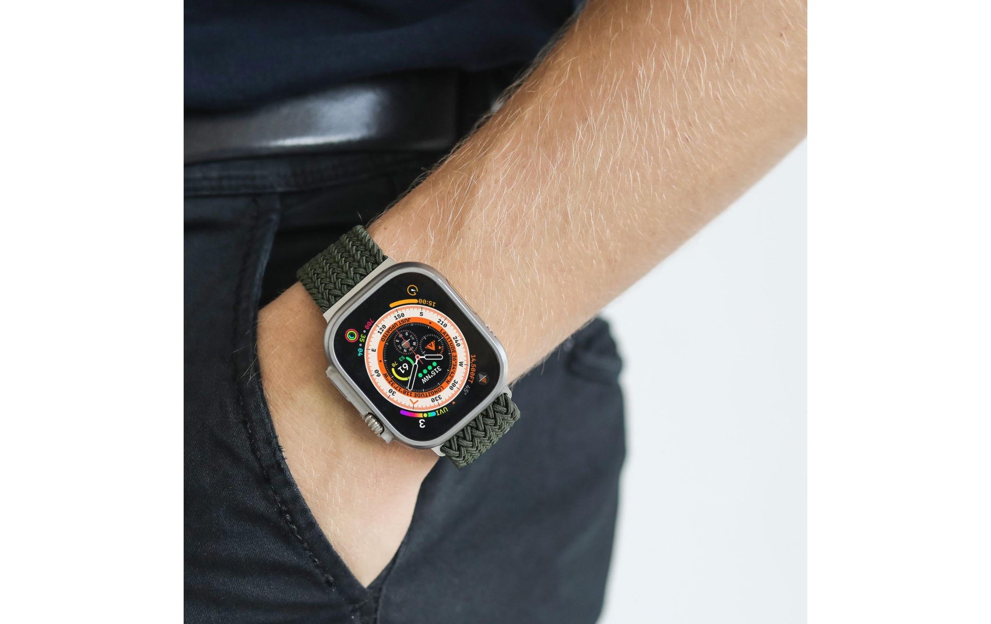 Vonmählen Woven Loop – Olive, für Apple Watch 44–49 mm