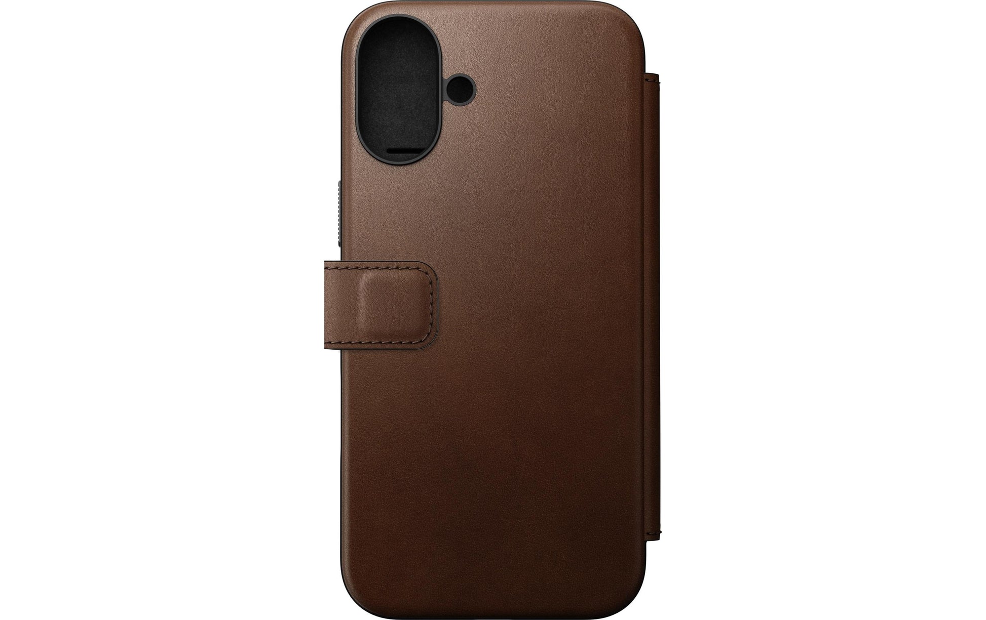 Nomad Booklet-Hülle – für Apple iPhone 16 Plus – Braun – Leder – MagSafe-kompatibel, mit Kartenfach