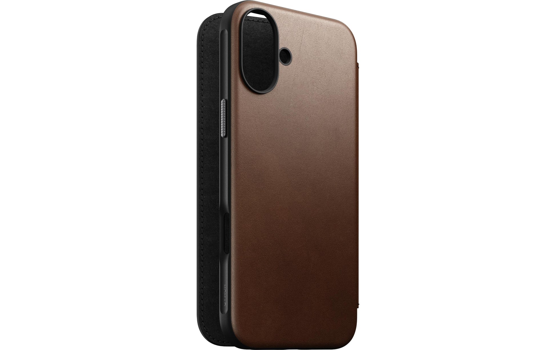 Nomad Booklet-Hülle – für Apple iPhone 16 Plus – Braun – Leder – MagSafe-kompatibel, mit Kartenfach